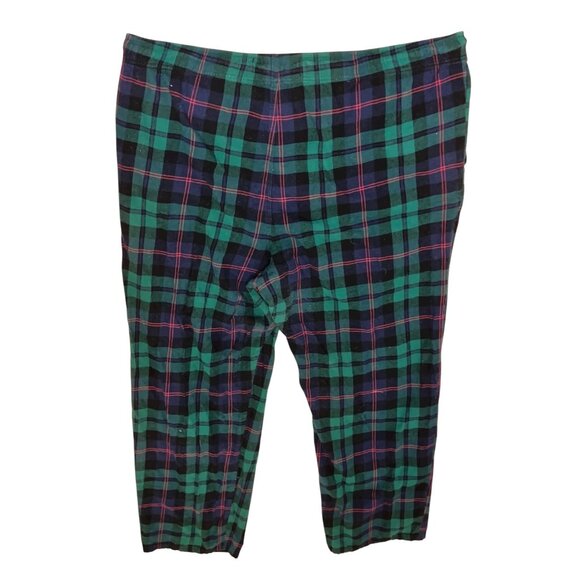Green & Navy Plaid Cotton Lounge Pants With Drawstring & Pockets Sz XXXL Mens - Picture 8 of 9